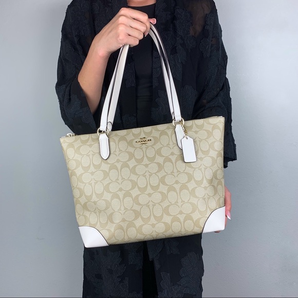 Coach Handbags - ✨Coach Signature Coated Small Tote